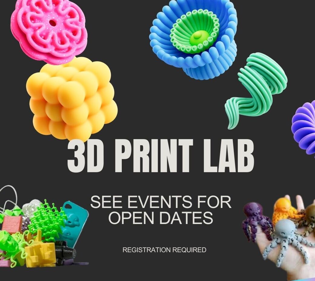 3d print lab image. showing some examples of printed projects.