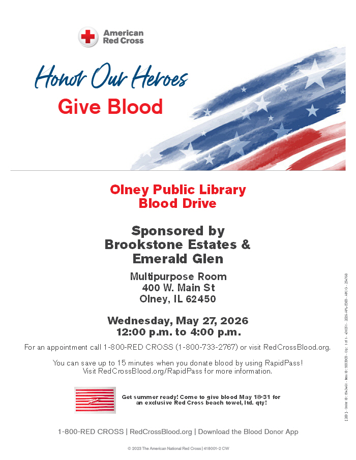Blood drive details with watercolor flag graphic